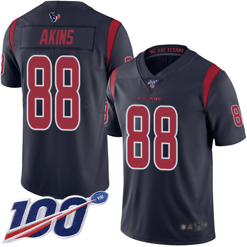 Houston Texans Limited Navy Blue Men Jordan Akins Jersey NFL Football #88 100th Season Rush Vapor Untouchable